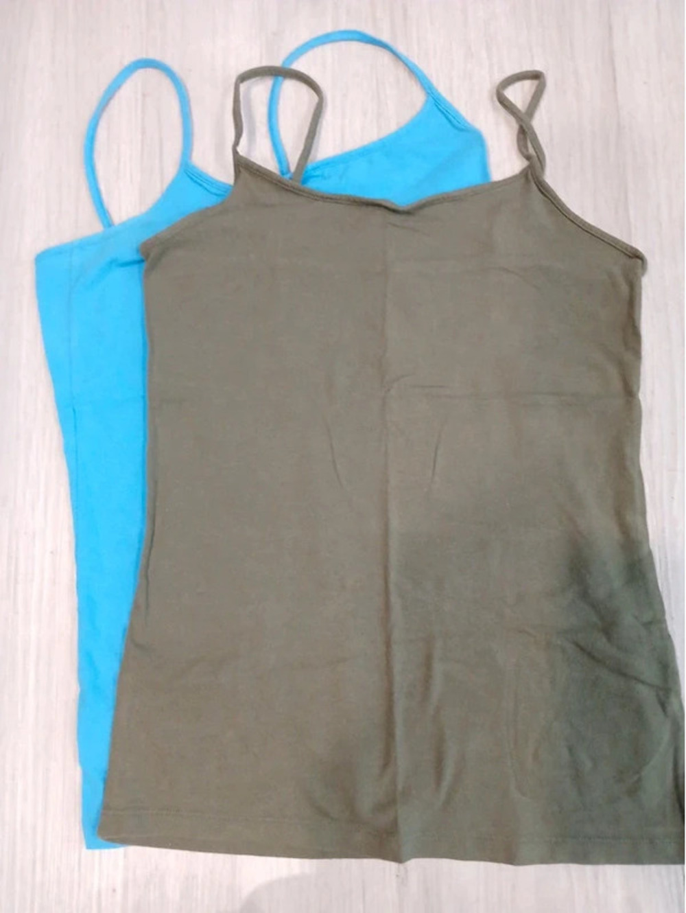2pc XS woman’s tank tops olive green sky blue sleeveless